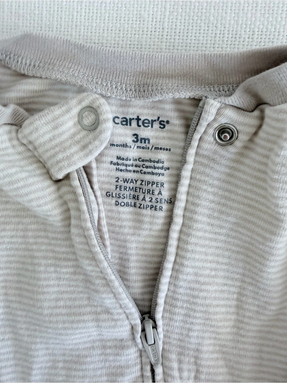 Carter's Neutral Stripe Footie Onesie Pajamas - Light Gray